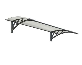 Patio Cover Neo Door Awning Canopy 1350 Twinwall - Polycarbonate - L136.5 x W85.5 x H30 cm - Grey