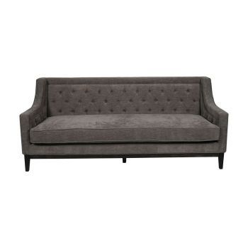 Theodore Buttoned 3 Seater Sofa - Wood/Foam/Polyester/Metal - L86 x W200 x H86 cm - Grey