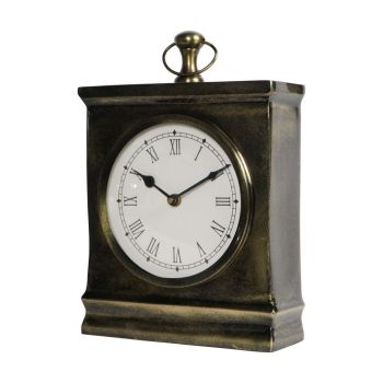 Taunton Antique Finish Mantel Clock Large - Aluminium/MDF/Glass - L7 x W20 x H29 cm - Burnished Brass