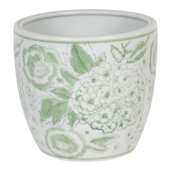 Laura Ashley Planter Medium - Porcelain - L21 x W20.5 x H18.5 cm - Green/White