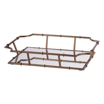 Laura Ashley Bamboo Finish Tray - Iron - L33 x W46 x H9 cm - Antique Brass
