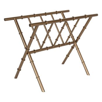 Laura Ashley Bamboo Finish Magazine Rack - Iron - L26 x W46.5 x H36 cm - Antique Brass