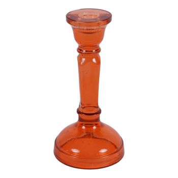 Laura Ashley Candlestick - Glass - L9 x W9 x H18 cm - Orange
