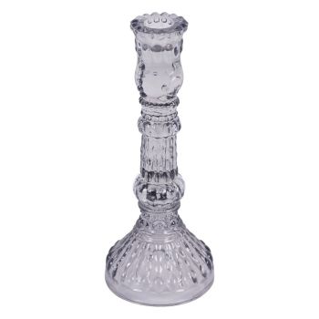 Laura Ashley Candlestick - Glass - L9.5 x W9.5 x H24 cm - Light Grey