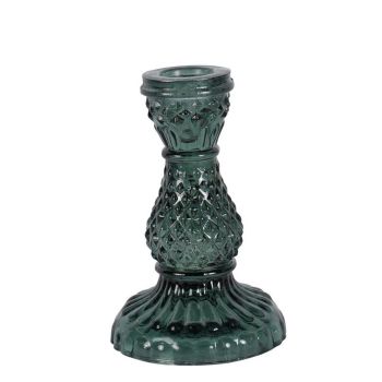 Laura Ashley Candlestick - Glass - L7.5 x W7.5 x H12 cm - Dark Sea Green
