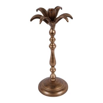 Laura Ashley Antique Brass Large Palm Tree Candlestick - Aluminium - L13 x W13 x H36 cm - Antique Brass
