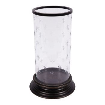 Laura Ashley Cleverton Hurricane Lamp Large - Iron/Glass - L21 x W21 x H34.5 cm - Gilded Dark Bronze