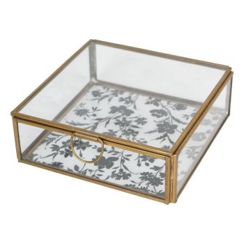 Laura Ashley Clear Single Box in Rye Small - GlaSS/Brass - L16 x W16 x H6 cm - Clear