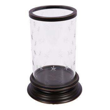 Laura Ashley Cleverton Hurricane Lamp Medium - Iron/Glass - L16.8 x W16.8 x H25 cm - Gilded Dark Bronze