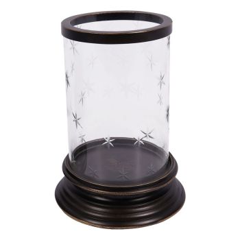Laura Ashley Cleverton Hurricane Lamp Small - Iron/Glass - L13 x W13 x H17.5 cm - Gilded Dark Bronze