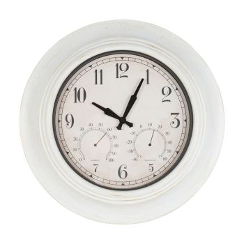 Outdoor Clock With Temperature and Humidity - Metal/Plastic/Glass - L6.7 x W53.3 x H53.3 cm - Antique White