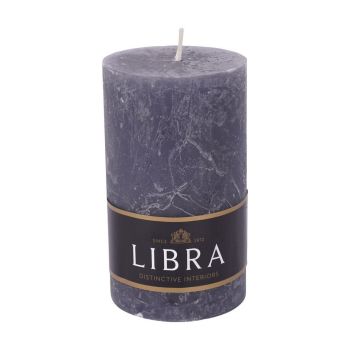 Dark Pewter Rustica Pillar Candle - Paraffin Wax - L7 x W7 x H12 cm - Grey