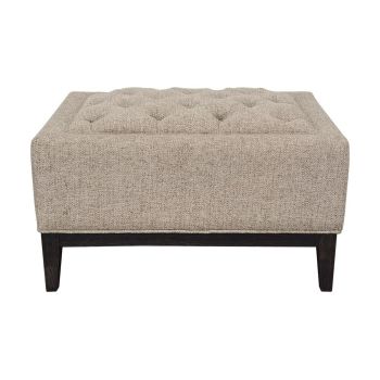 Theodore Buttoned Stool - Wood/Foam/Poly/Metal - L61 x W81 x H48 cm - Dark Taupe