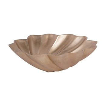 Marin Scallop Round Bowl - Aluminium - L33 x W33 x H10 cm - Champagne Gold