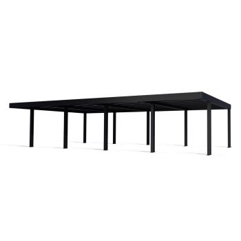 Oslo 20 x 40 Feet Carport Kit - Black Structure Grey polycarbonate Panels - L607.5 x W596.5 x H240.5 cm