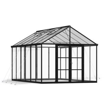 Aria 10 x 15 Feet Greenhouse Kit - Black Structure Clear panels - L458 x W304 x H285 cm