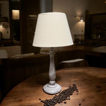 Table Lamp and Shade - L12 x W12 x H45 cm - Grey Washed