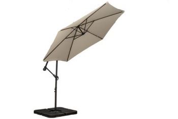 3m Standard Cantilever Parasol with Cross Stand - Polyster/Aluminium - H255 x W300 x L300 cm - Ivory