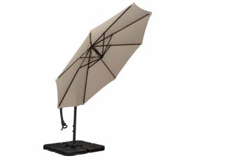 Deluxe Pedal Operated Rotational Cantilever Over Hanging Parasol with Cross Stand - Aluminium/Polyester - L300 x W300 x H255 cm - Ivory