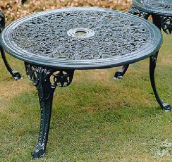 Caolbrookdale Coffee Table British Made, High Quality Cast Aluminium Garden Furniture - L68.5 x W68.5 x H40 cm