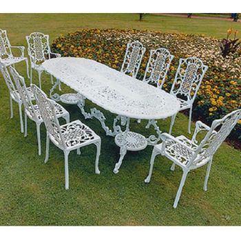 Victorian Maxi Grand British Made, High Quality Cast Aluminium Garden Furniture - L235 x W95 x H73 cm