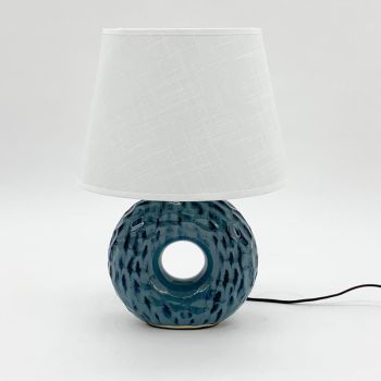 Table Lamp and Shade - Ceramic - L25 x W25 x H40 cm - Blue/White