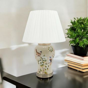 Table Lamp and Shade - Ceramic - L20 x W20 x H45 cm - Beige