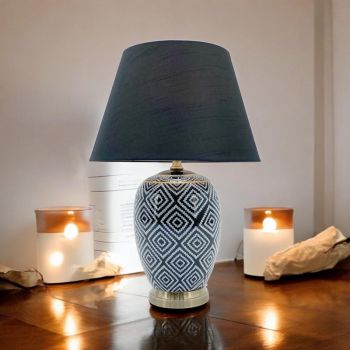 Table Lamp and Shade - Ceramic - L22 x W22 x H41 cm