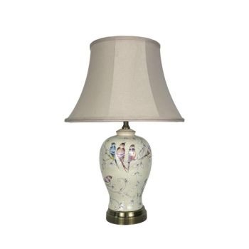 Table Lamp and Shade - Ceramic - L16 x W16 x H37 cm