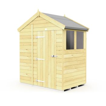 7 x 4 Feet Apex Shed - Single Door With Windows - Wood - L127 x W214 x H217 cm