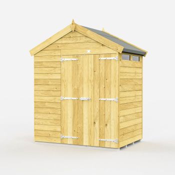 7 x 4 Feet Apex Security Shed - Double Door - Wood - L127 x W214 x H217 cm