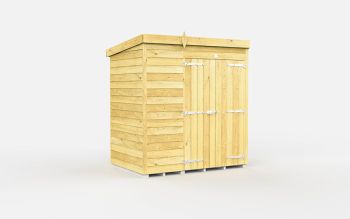 7 x 4 Feet Pent Shed - Double Door Without Windows - Wood - L118 x W214 x H201 cm