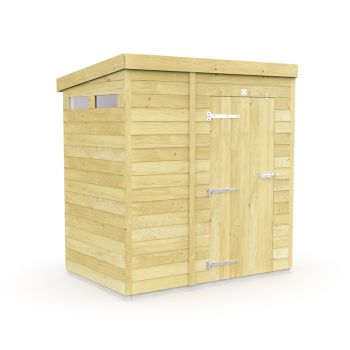 7 x 4 Feet Pent Security Shed - Single Door - Wood - L118 x W214 x H201 cm