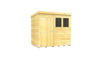 7 x 5 Feet Pent Shed - Single Door With Windows - Wood - L147 x W214 x H201 cm