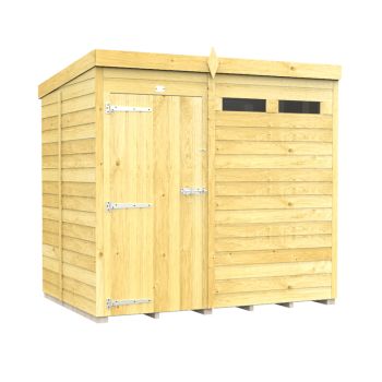 7 x 5 Feet Pent Security Shed - Single Door - Wood - L147 x W214 x H201 cm