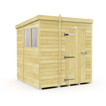 7 x 6 Feet Pent Shed - Single Door With Windows - Wood - L178 x W214 x H201 cm