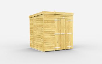 7 x 7 Feet Pent Shed - Double Door Without Windows - Wood - L214 x W214 x H201 cm