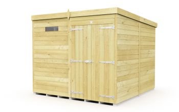 7 x 8 Feet Pent Security Shed - Double Door - Wood - L231 x W214 x H201 cm