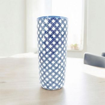 18 Inch Round Umbrella Stand - L20 x W20 x H46 cm - Blue/White