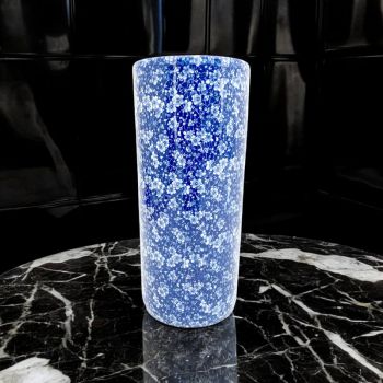 Peasely Round Umbrella Stand  - Vase - L20 x W20 x H46 cm - Blue/White
