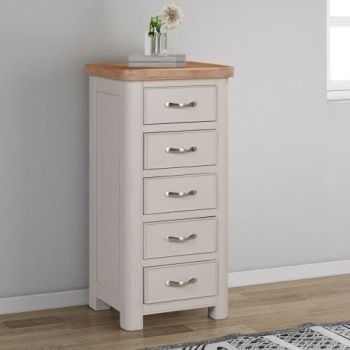 Bologna Painted Tall Chest with 5 Drawers - L40 x W50 x H102 cm - Oak