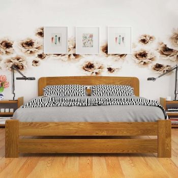 Super King Size Bed Frame - Wood - L207 x W188 x H80 cm - Oak