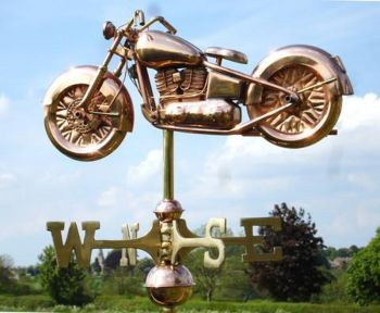 Cottage Motorcycle Copper Weathervane - H43 x W10 x L37.5 cm