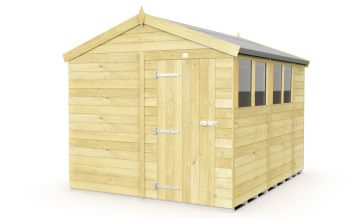 8 x 10 Feet Apex Shed - Single Door With Windows - Wood - L302 x W231 x H217 cm