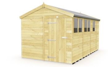 8 x 13 Feet Apex Shed - Single Door With Windows - Wood - L387 x W231 x H217 cm