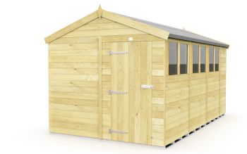 8 x 15 Feet Apex Shed - Single Door With Windows - Wood - L454 x W231 x H217 cm