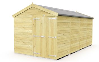 8 x 16 Feet Apex Shed - Double Door Without Windows - Wood - L472 x W231 x H217 cm
