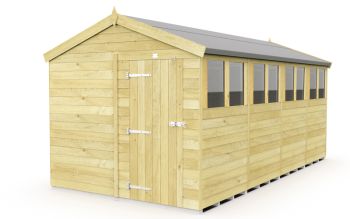 8 x 16 Feet Apex Shed - Single Door With Windows - Wood - L472 x W231 x H217 cm