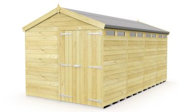 8 x 16 Feet Apex Security Shed - Double Door - Wood - L472 x W231 x H217 cm