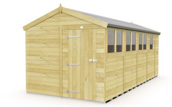 8 x 17 Feet Apex Shed - Single Door With Windows - Wood - L503 x W231 x H217 cm